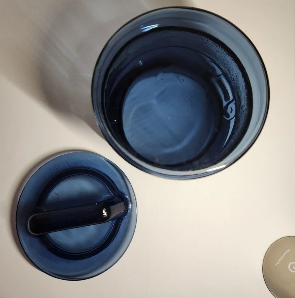 Vintage L.E. Smith Blue Glass Milk Can Canister